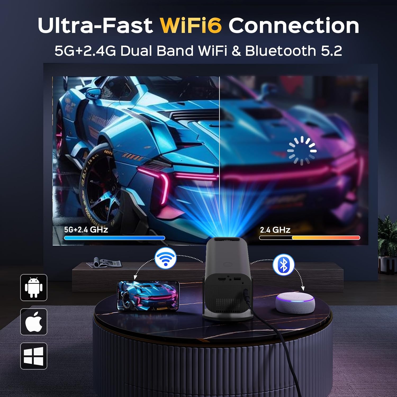 Compact Projector with WiFi & Bluetooth